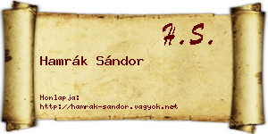 Hamrák Sándor névjegykártya
